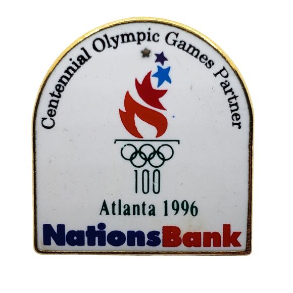 Vintage Centennial Olympic Games Partner Nations Bank Atlanta 1996 Lapel Pin - Picture 1 of 8